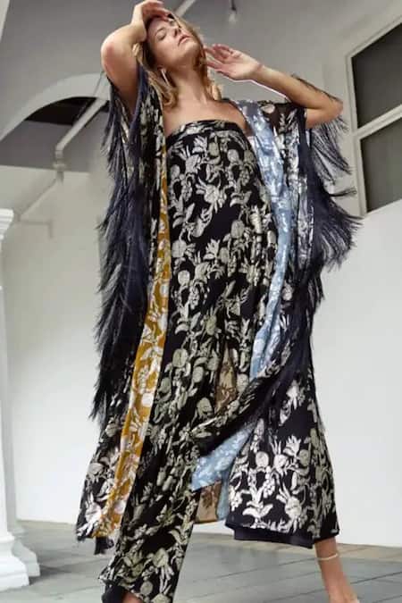 Buy Style Junkiie Black Georgette Embroidery Square Neck Self Asymmetrical Jumpsuit Online at Aza Fashions Buy_Style Junkiie_Black Georgette Embroidery Square Neck Self Asymmetrical Jumpsuit _Online_at_Aza_Fashions