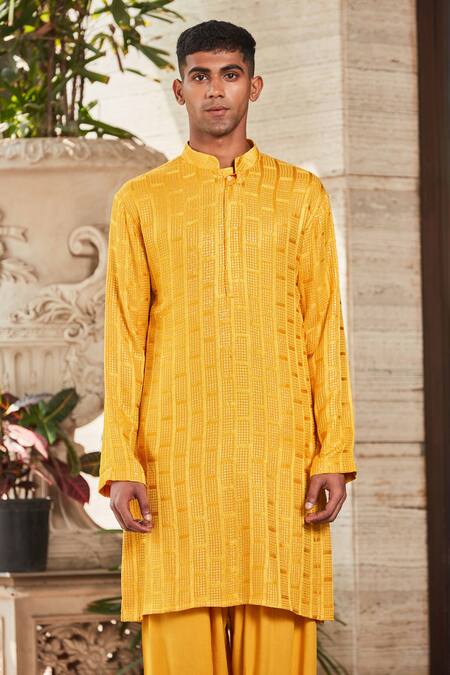 Buy Bohame Yellow Georgette, Rayon Embroidery, Sequins Yug Chikankari Kurta With Salwar Online at Aza Fashions Buy_Bohame_Yellow Georgette, Rayon Embroidery, Sequins Yug Chikankari Kurta With Salwar_Online_at_Aza_Fashions