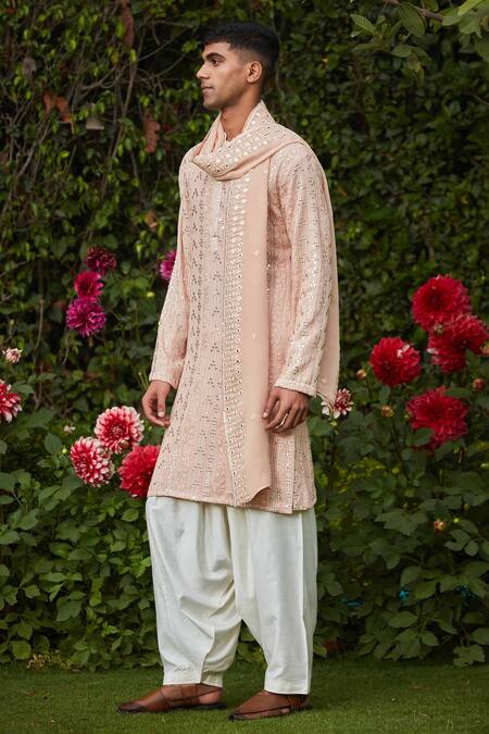 Buy Bohame Pink Georgette, Cotton, Silk Embroidery, Mirrors Mahira And Chikankari Kurta Set Online at Aza Fashions Buy_Bohame_Pink Georgette, Cotton, Silk Embroidery, Mirrors Mahira And Chikankari Kurta Set_Online_at_Aza_Fashions