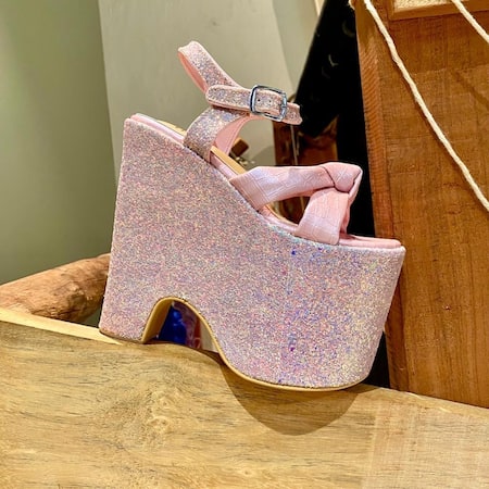 Buy_Tiesta_Pink Strap Embroidered Wedges _Online_at_Aza_Fashions