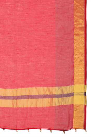Shingora_Red Metallic Jacquard Tasselled Dupatta_at_Aza_Fashions