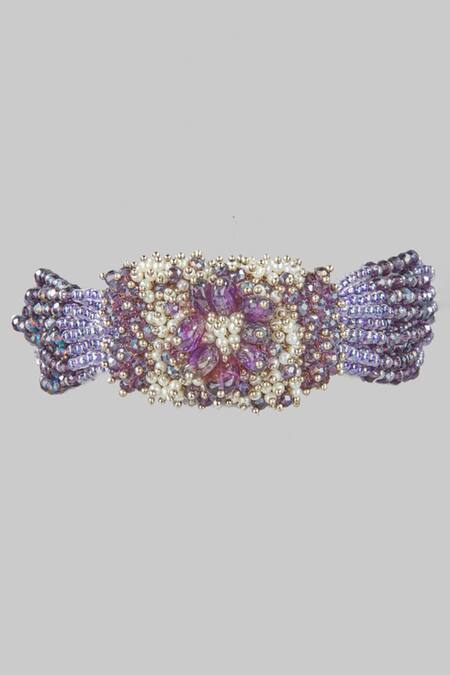 Buy_House Of D"Oro_Purple Semi Precious Stone Mayima Embellished Bracelet_Online_at_Aza_Fashions
