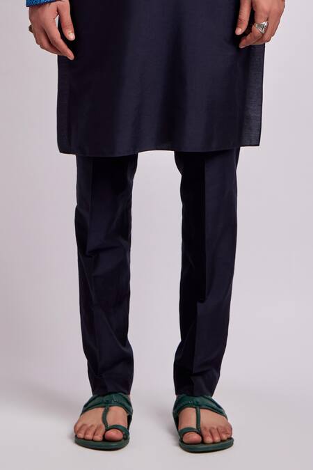 Bubber Couture Blue Cotton, Silk Embroidery Brody Collar Kurta With Pant Online at Aza Fashions Bubber Couture_Blue Cotton, Silk Embroidery Brody Collar Kurta With Pant _Online_at_Aza_Fashions