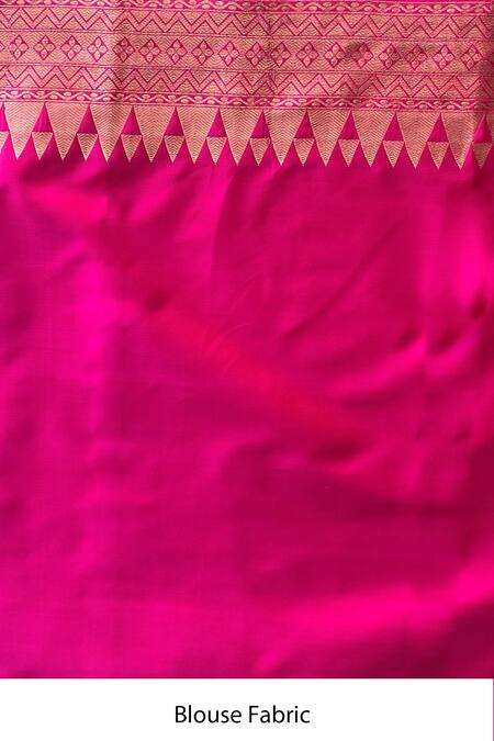 Mint N Oranges_Pink Banarasi Silk Floral Handwoven Saree_Online_at_Aza_Fashions