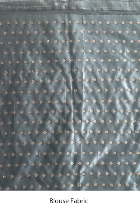 Mint N Oranges_Grey Banarasi Silk Floral Handwoven Saree _Online_at_Aza_Fashions