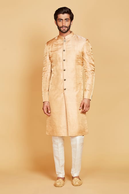 Amrin Khan Pant Silk, Sherwani Tissue Band Collar Set Online at Aza Fashions Amrin Khan_Pant Silk, Sherwani Tissue Band Collar Set _Online_at_Aza_Fashions