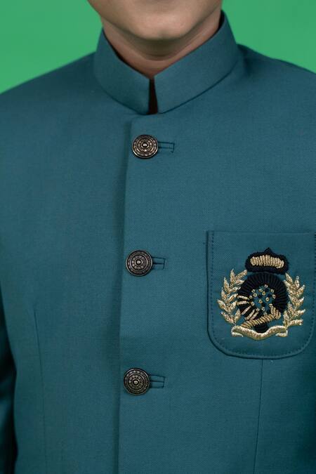 Buy Little Boys Closet Green Cotton, Polyester Embroidery Motif Bandhgala And Pant Set Online at Aza Fashions Buy_Little Boys Closet_Green Cotton, Polyester Embroidery Motif Bandhgala And Pant Set _Online_at_Aza_Fashions