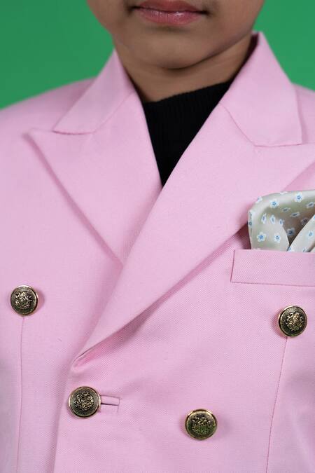 Little Boys Closet_Pink Polyester Double Breasted Blazer Set_Online_at_Aza_Fashions