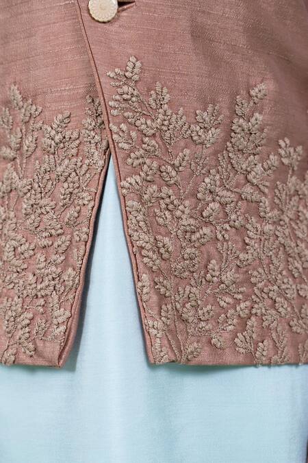 Shop Little Boys Closet Brown Silk, Cotton Embroidery Resham Thread Kurta Set Online at Aza Fashions Shop_Little Boys Closet_Brown Silk, Cotton Embroidery Resham Thread Kurta Set _Online_at_Aza_Fashions