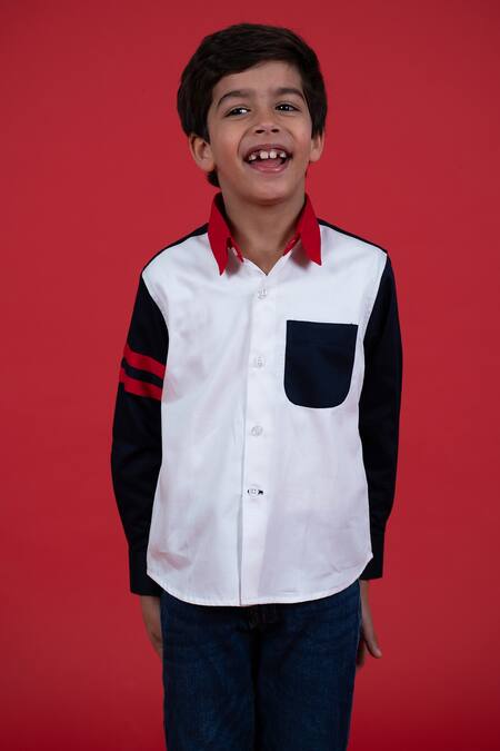 Little Boys Closet_Multi Color Cotton Block Shirt_Online_at_Aza_Fashions