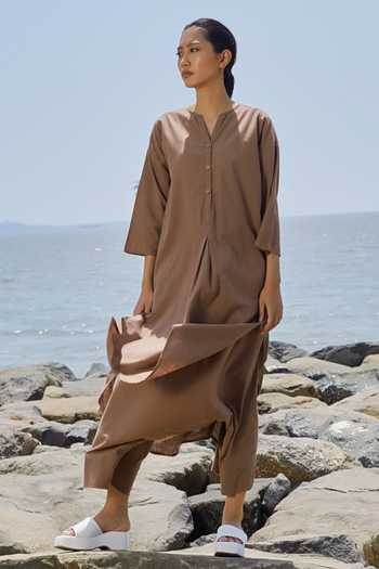 Buy_MATI_Beige Cotton Low Crotch Pant_Online_at_Aza_Fashions