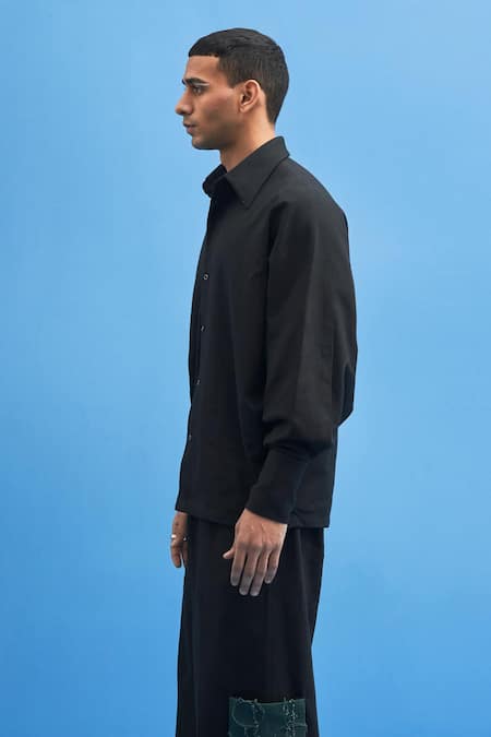Shop_Siddhant Agrawal_Black 100% Cotton Batwing Shirt_Online_at_Aza_Fashions