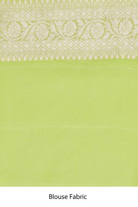 Paaprika_Green Georgette Zari Handwoven Polka Dots Saree_Online_at_Aza_Fashions