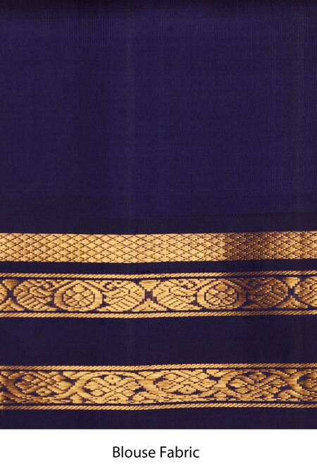 Paaprika_Green Kota Doria Zari Round Neck Handwoven Kanjivaram Silk Saree_Online_at_Aza_Fashions