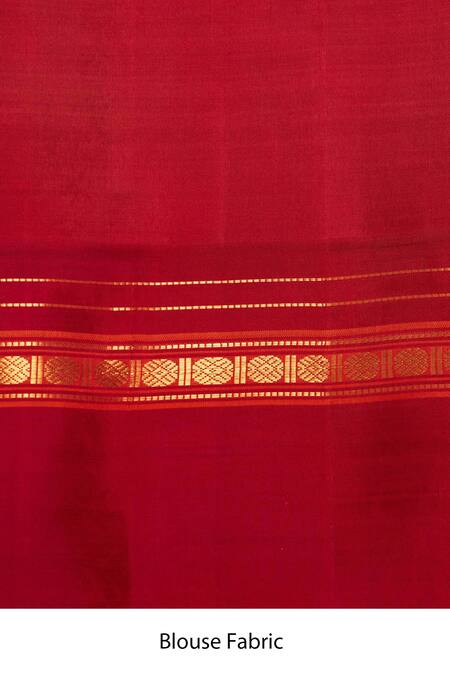 Paaprika_Green Kanjivaram Silk Animal, Floral And Bird Pure Handwoven Kalakshetra Saree_Online_at_Aza_Fashions