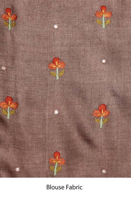 Paaprika Grey Tussar Embroidery Silk Floret Saree Online at Aza Fashions Paaprika_Grey Tussar Embroidery Silk Floret Saree_Online_at_Aza_Fashions