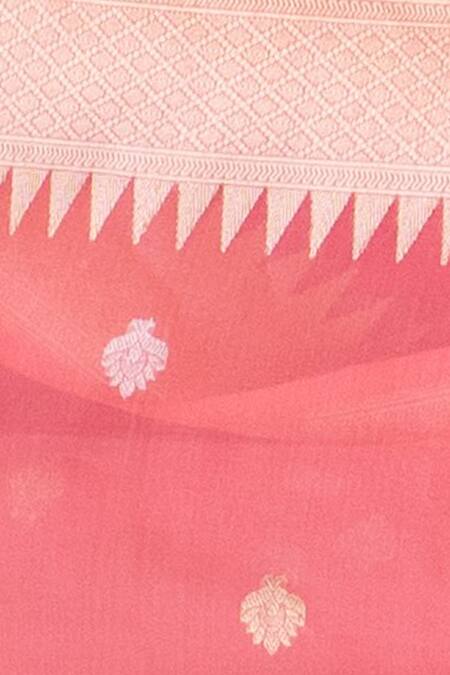 Shop_Priyanka Raajiv_Pink Organza Silk Paisley Pattern Aisaa Brocade Saree_Online_at_Aza_Fashions