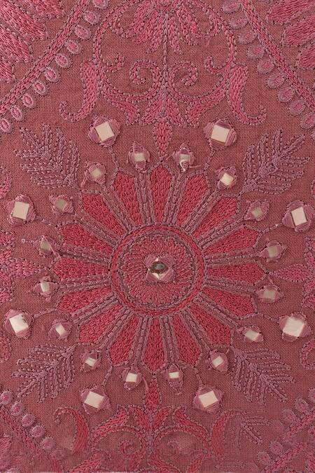 Buy Khaabka Red Cotton Linen Embroidery Resham Cushion Cover - Set Of 2 Online at Aza Fashions Buy_Khaabka_Red Cotton Linen Embroidery Resham Cushion Cover - Set Of 2_Online_at_Aza_Fashions