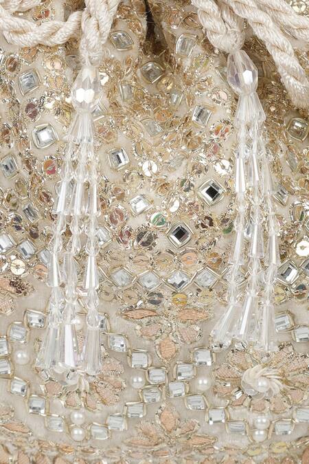 Shop Aanchal Sayal Ivory Embroidered Siya Gota Velvet Potli Bag Online at Aza Fashions Shop_Aanchal Sayal_Ivory Embroidered Siya Gota Velvet Potli Bag_Online_at_Aza_Fashions