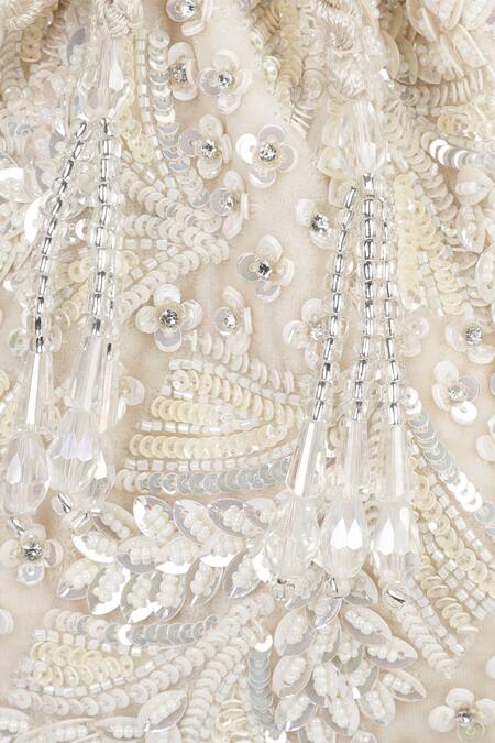 Shop_Aanchal Sayal_Ivory Embroidered Bella Velvet Handmade Potli Bag_Online_at_Aza_Fashions