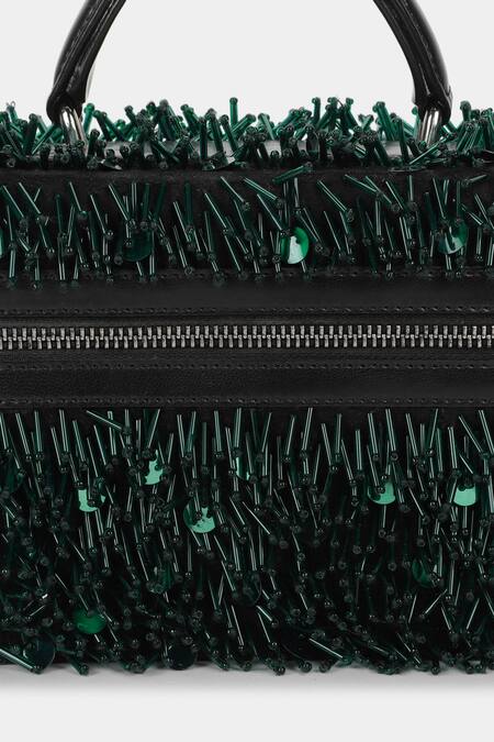 Aanchal Sayal_Green Glass Pipes Ash Embroidered Bag_at_Aza_Fashions