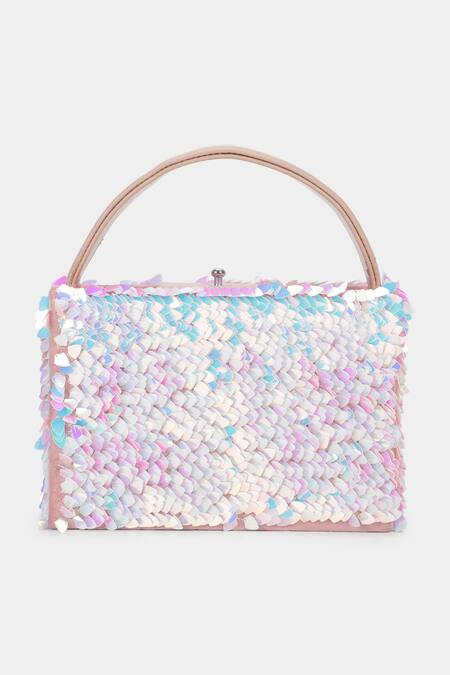 Aanchal Sayal_Pink Holographic Sequin Embroidered Starry Bag_Online_at_Aza_Fashions