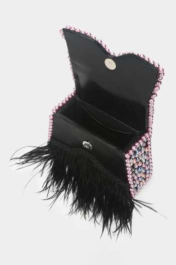 Shop_Aanchal Sayal_Black Pearls And Beads Daisy Embroidered Bag_Online_at_Aza_Fashions