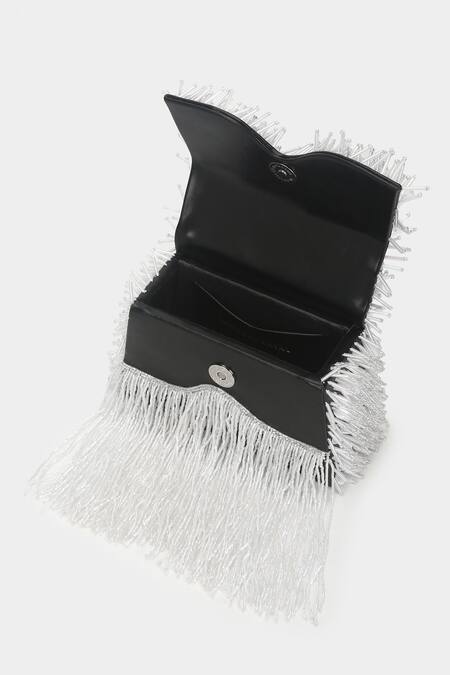 Shop Aanchal Sayal Black Embroidered Misa Tube And Holographic Bag Online at Aza Fashions Shop_Aanchal Sayal_Black Embroidered Misa Tube And Holographic Bag_Online_at_Aza_Fashions