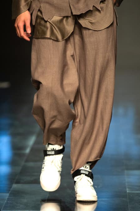 Shop_Antar Agni_Green Handloom Cotton Mud Handwoven Bundi _Online_at_Aza_Fashions