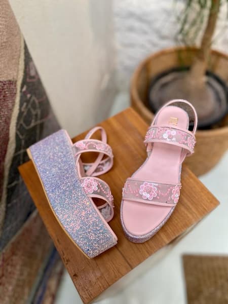 Shop_Tiesta_Pink Embroidery Camila Strap Wedges _Online_at_Aza_Fashions