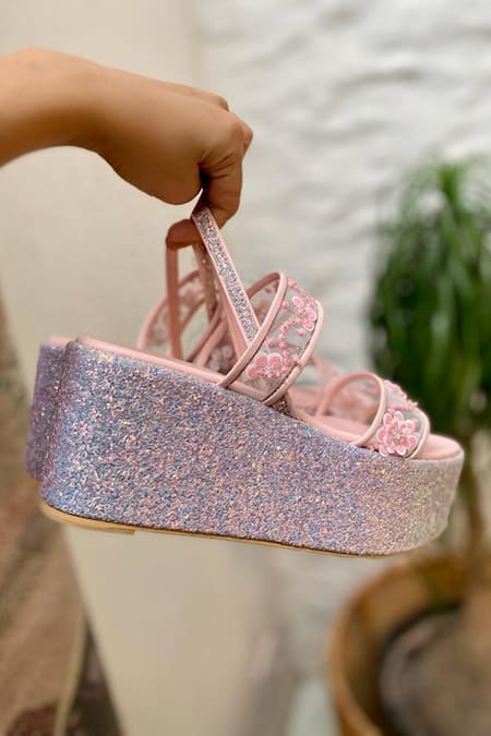 Shop_Tiesta_Pink Embroidery Camila Strap Wedges 