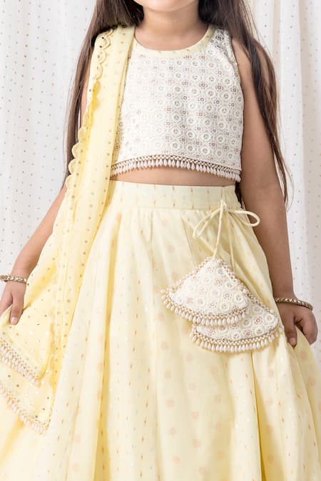 Buy Chotibuti Yellow Cotton Pearls, Sequins, Tassels Embroidered Border Lehenga Set Online at Aza Fashions Buy_Chotibuti_Yellow Cotton Pearls, Sequins, Tassels Embroidered Border Lehenga Set _Online_at_Aza_Fashions