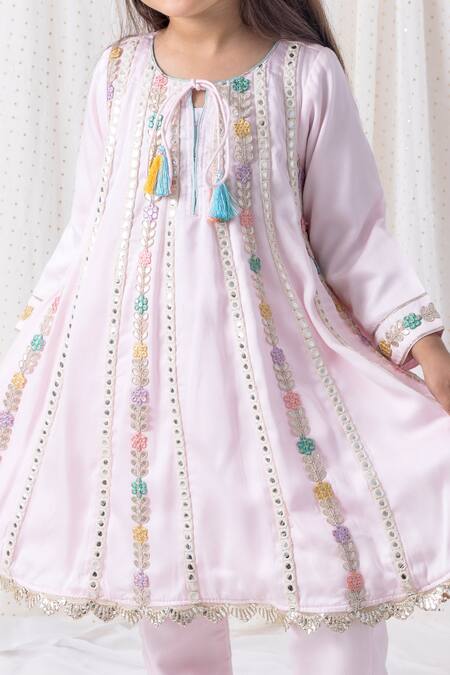 Buy Chotibuti Pink Cotton Mirrors, Gota Patti Lace Embroidered Kurta And Pant Set Online at Aza Fashions Buy_Chotibuti_Pink Cotton Mirrors, Gota Patti Lace Embroidered Kurta And Pant Set _Online_at_Aza_Fashions