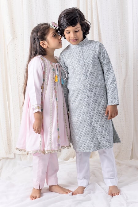 Chotibuti Pink Cotton Mirrors, Gota Patti Lace Embroidered Kurta And Pant Set Online at Aza Fashions Chotibuti_Pink Cotton Mirrors, Gota Patti Lace Embroidered Kurta And Pant Set _Online_at_Aza_Fashions