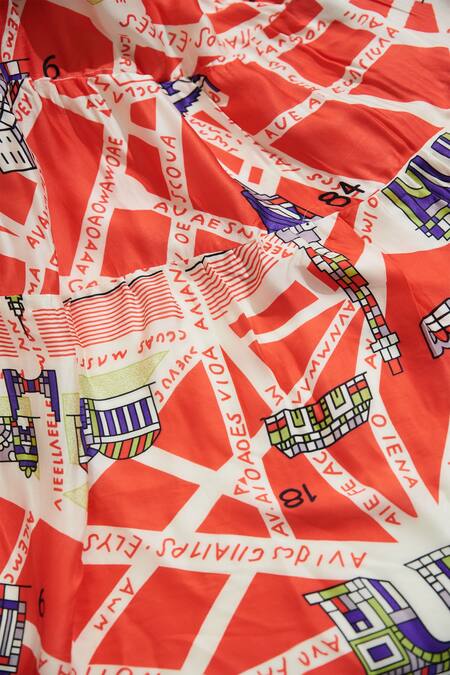 Shop Cin Cin Red Silk Round Neck Liana Printed Dress Online at Aza Fashions Shop_Cin Cin_Red Silk Round Neck Liana Printed Dress _Online_at_Aza_Fashions