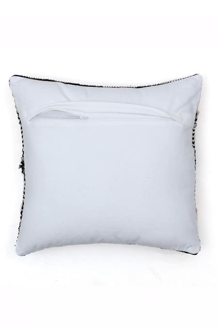 Buy_House This_Black 100% Cotton Chaukadi Square Cushion Cover_Online_at_Aza_Fashions