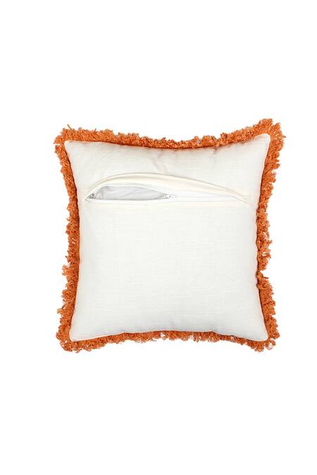 House This_Orange 100% Cotton Keri Square Cushion Cover_Online_at_Aza_Fashions