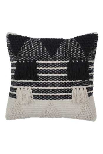 House This_Black Cotton Mix Kunbi Square Cushion Cover_Online_at_Aza_Fashions