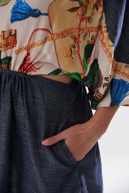 Shop_Cin Cin_Red Silk Shawl Neck Maggi Printed Dress _Online_at_Aza_Fashions