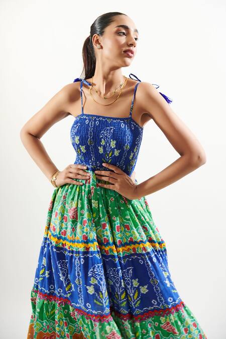 Buy Cin Cin Multi Color Cotton Embroidery Square Neck Kaya Strappy Printed Dress Online at Aza Fashions Buy_Cin Cin_Multi Color Cotton Embroidery Square Neck Kaya Strappy Printed Dress _Online_at_Aza_Fashions