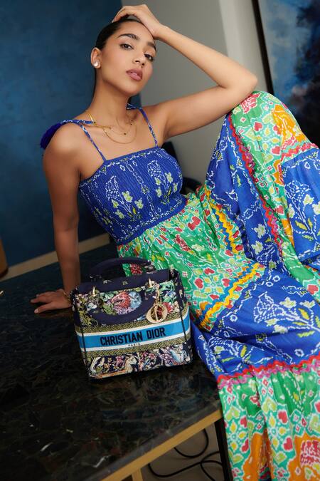 Buy Cin Cin Multi Color Cotton Embroidery Square Neck Kaya Strappy Printed Dress Buy_Cin Cin_Multi Color Cotton Embroidery Square Neck Kaya Strappy Printed Dress