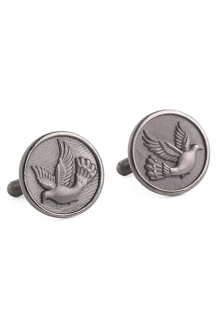 Cosa Nostraa_Black Flying Bird Cufflinks _Online_at_Aza_Fashions