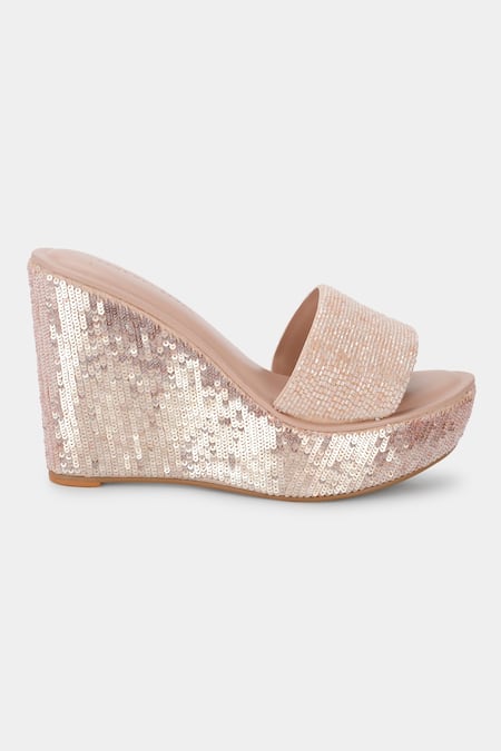 Buy_Aanchal Sayal_Pink Embroidered Krystle Sequin And Cutdana Wedges_Online_at_Aza_Fashions