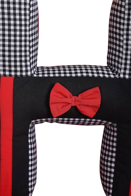 My Gift Booth_Black Cotton Bow H Shape Cushion_Online_at_Aza_Fashions