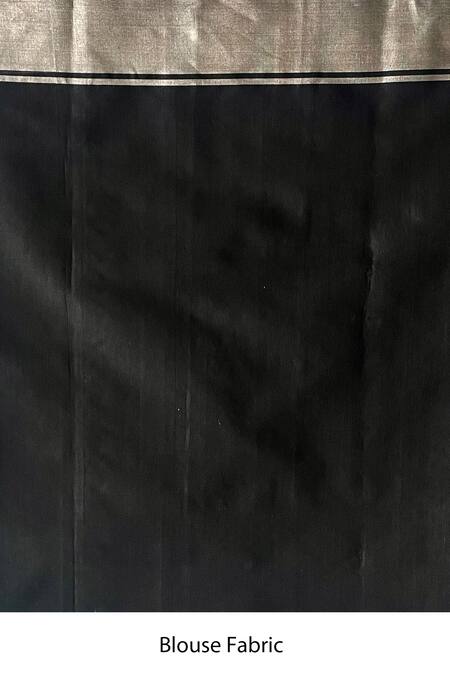 Mint N Oranges_Black Chanderi Floral Zari Work Woven Saree _Online_at_Aza_Fashions