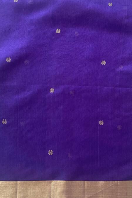 Mint N Oranges_Blue Chanderi Zari Handwoven Pure Saree _Online_at_Aza_Fashions