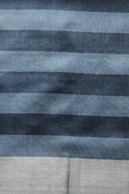 Mint N Oranges_Grey Chanderi Zari Striped Pattern Handwoven Pure Saree _Online_at_Aza_Fashions