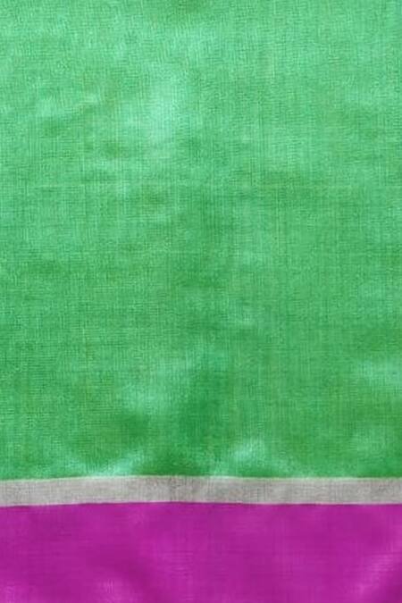 Mint N Oranges_Yellow Chanderi Pure Saree _Online_at_Aza_Fashions