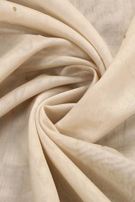 Buy_Weaver Story_Off White Embroidery Gota Patti Chanderi Silk Border Dupatta 