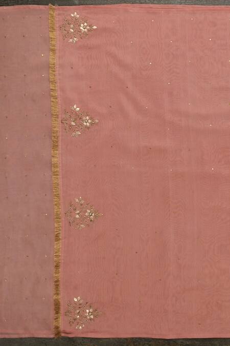 Buy_Weaver Story_Pink Chanderi Silk Sequins, Gota Patti Embroidered Dupatta _Online_at_Aza_Fashions